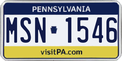 PA license plate MSN1546