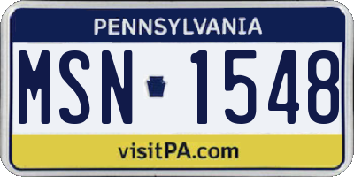 PA license plate MSN1548