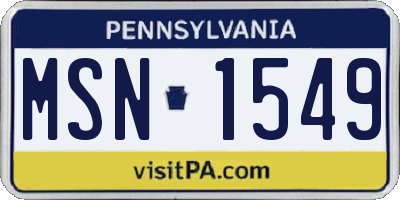 PA license plate MSN1549