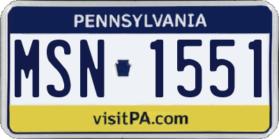 PA license plate MSN1551