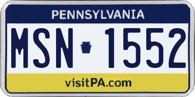 PA license plate MSN1552