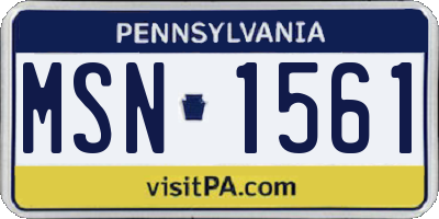 PA license plate MSN1561