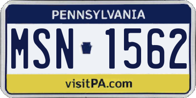 PA license plate MSN1562