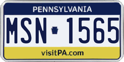 PA license plate MSN1565