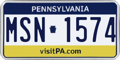 PA license plate MSN1574