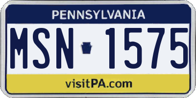 PA license plate MSN1575