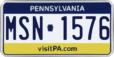 PA license plate MSN1576
