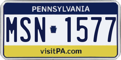 PA license plate MSN1577