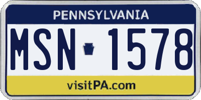PA license plate MSN1578