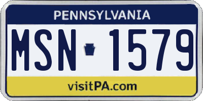 PA license plate MSN1579