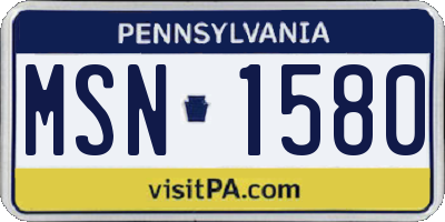 PA license plate MSN1580