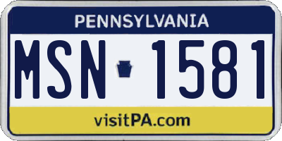 PA license plate MSN1581