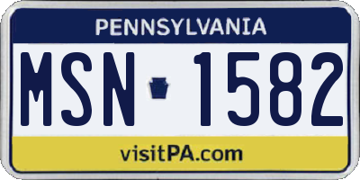PA license plate MSN1582