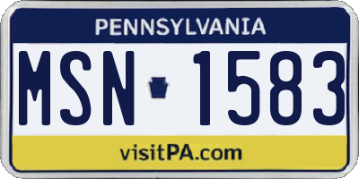PA license plate MSN1583
