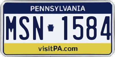 PA license plate MSN1584