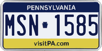 PA license plate MSN1585