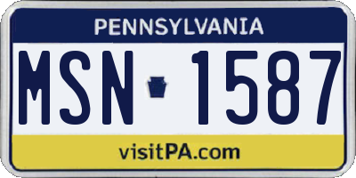 PA license plate MSN1587