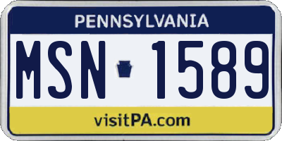PA license plate MSN1589