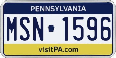 PA license plate MSN1596