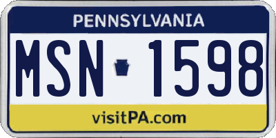 PA license plate MSN1598
