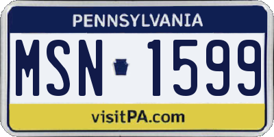PA license plate MSN1599
