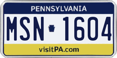 PA license plate MSN1604