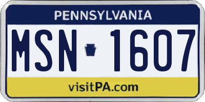 PA license plate MSN1607