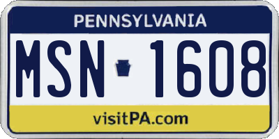PA license plate MSN1608