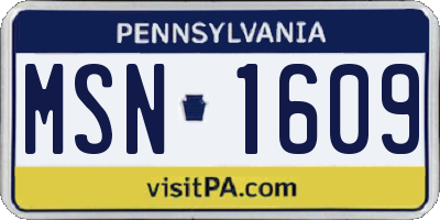 PA license plate MSN1609