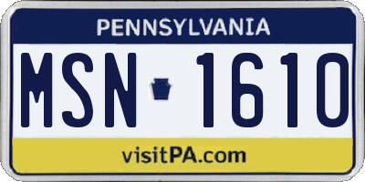 PA license plate MSN1610