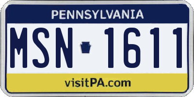 PA license plate MSN1611