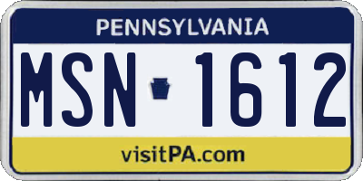 PA license plate MSN1612