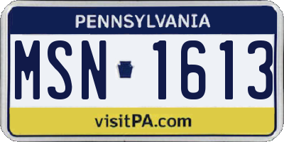 PA license plate MSN1613