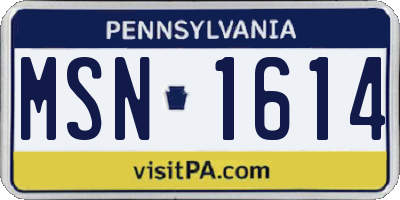 PA license plate MSN1614