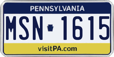 PA license plate MSN1615