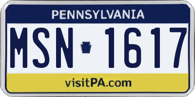 PA license plate MSN1617
