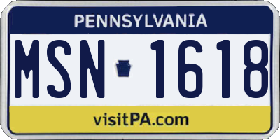PA license plate MSN1618