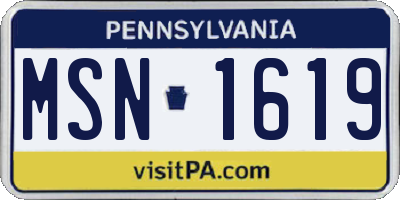 PA license plate MSN1619