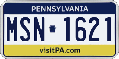 PA license plate MSN1621