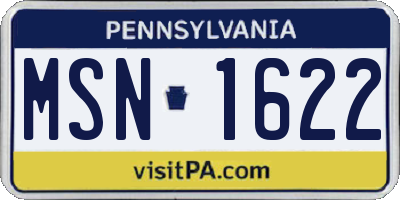 PA license plate MSN1622