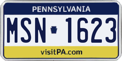 PA license plate MSN1623