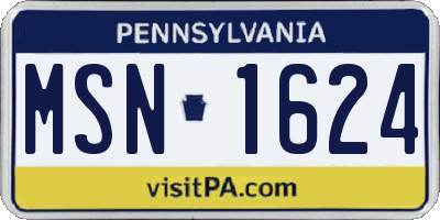 PA license plate MSN1624