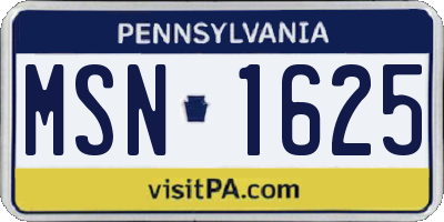 PA license plate MSN1625