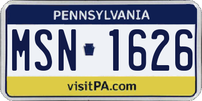 PA license plate MSN1626