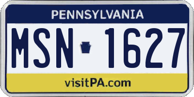 PA license plate MSN1627