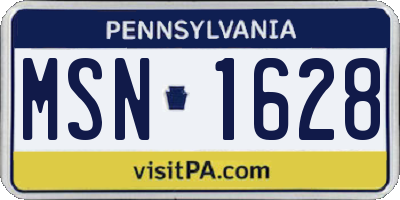 PA license plate MSN1628