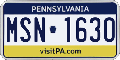 PA license plate MSN1630
