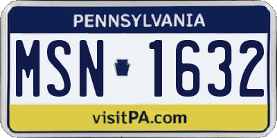 PA license plate MSN1632