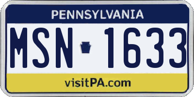 PA license plate MSN1633