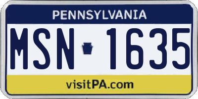 PA license plate MSN1635